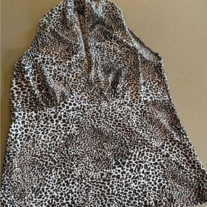Carole Little Leopard Print Halter Top in Brown & Black